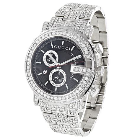 gucci mens watch black|men's Gucci watch diamond bezel.